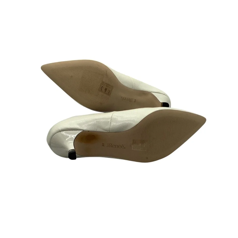 J. Renee Womens 9W Cream Textured Pointed Toe Kitten Heel Pumps Ivory Shoes